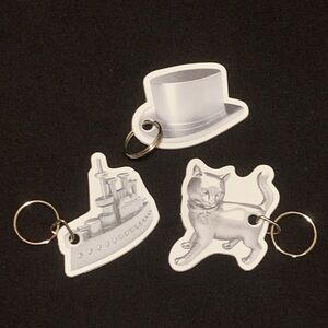 Monopoly Keychain Set of 3 Hat Cat Ship Illinois Lottery NWOT